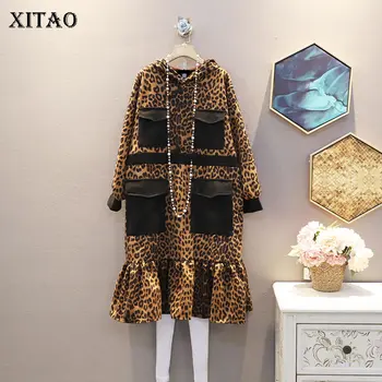

XITAO Leopard Print Pattern Pockets Dress Women 2020 Winter Casual Fashion New Style Temperament All Match Women Clothes GCC4082
