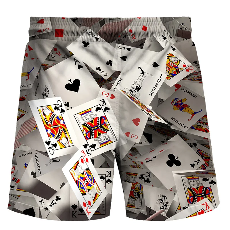 New poker men's shorts 3D printed Street hip hop casual shorts love street hip hop Harajuku shorts