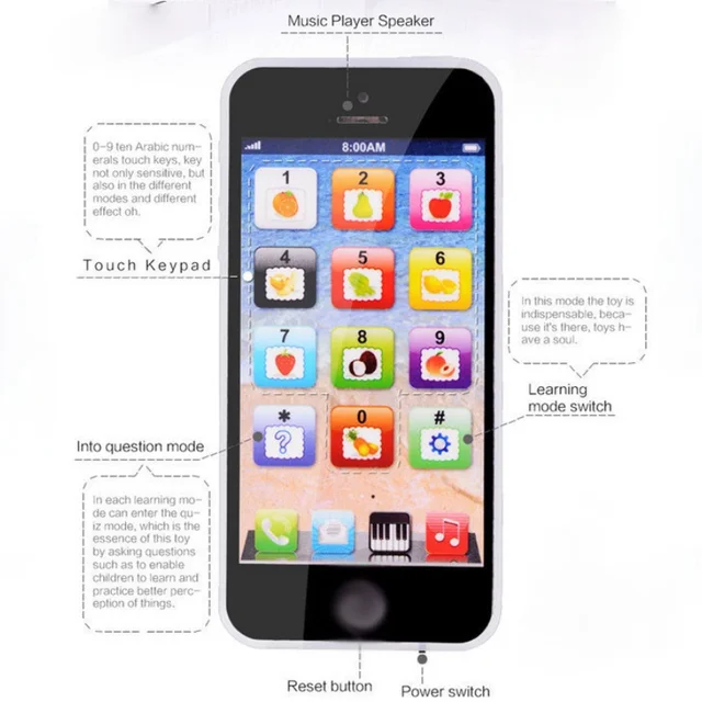 Kids Toys Educational Preschool Cellphone with LED Phone English Learning Baby Mobile Vocal Toys Chrismtas Gifts 3