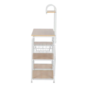 

Kitchen Storage Container Kitchen Bakers Rack Storage Shelf Microwave Stand Organizer Workstation with 10 Hooks New HKS99