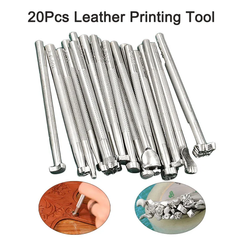 

20Pcs/lot Leather Carving Hand Working Saddle Making Tools Engraving Craft Set Leather Printing Leather craft Tools