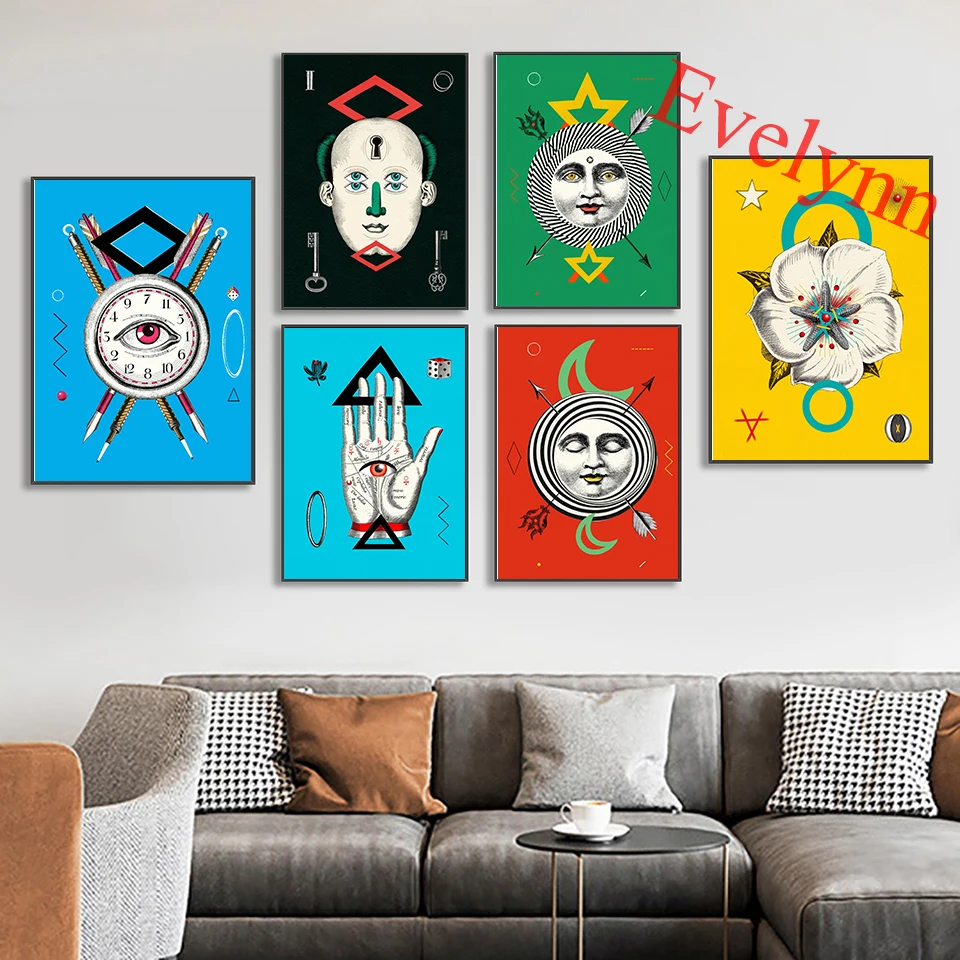 The Sun Tarot Card Art Poster Moon Clock Hyphonic Flower Hand Unlocker Tarocchi Card Home Decor Canvas Wall Art Prints Gift