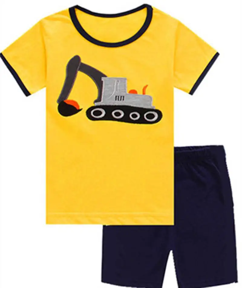 Дизайн! 1 компл./лот, детские пижамы для маленьких мальчиков Домашняя одежда с короткими рукавами летняя хлопковая одежда для сна детская мягкая Ночная одежда - Цвет: Розово-красный