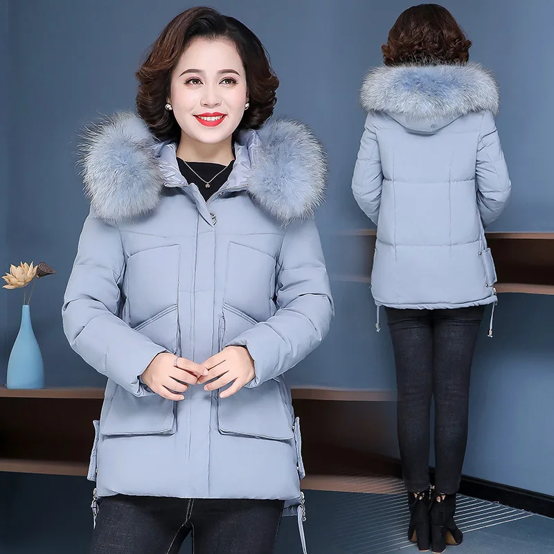 

Early Winter Mom Winter Cotton-padded Clothes 2019 New Style Middle-aged Fur Collar down Jacket Cotton-padded Clothes Short 40-Y