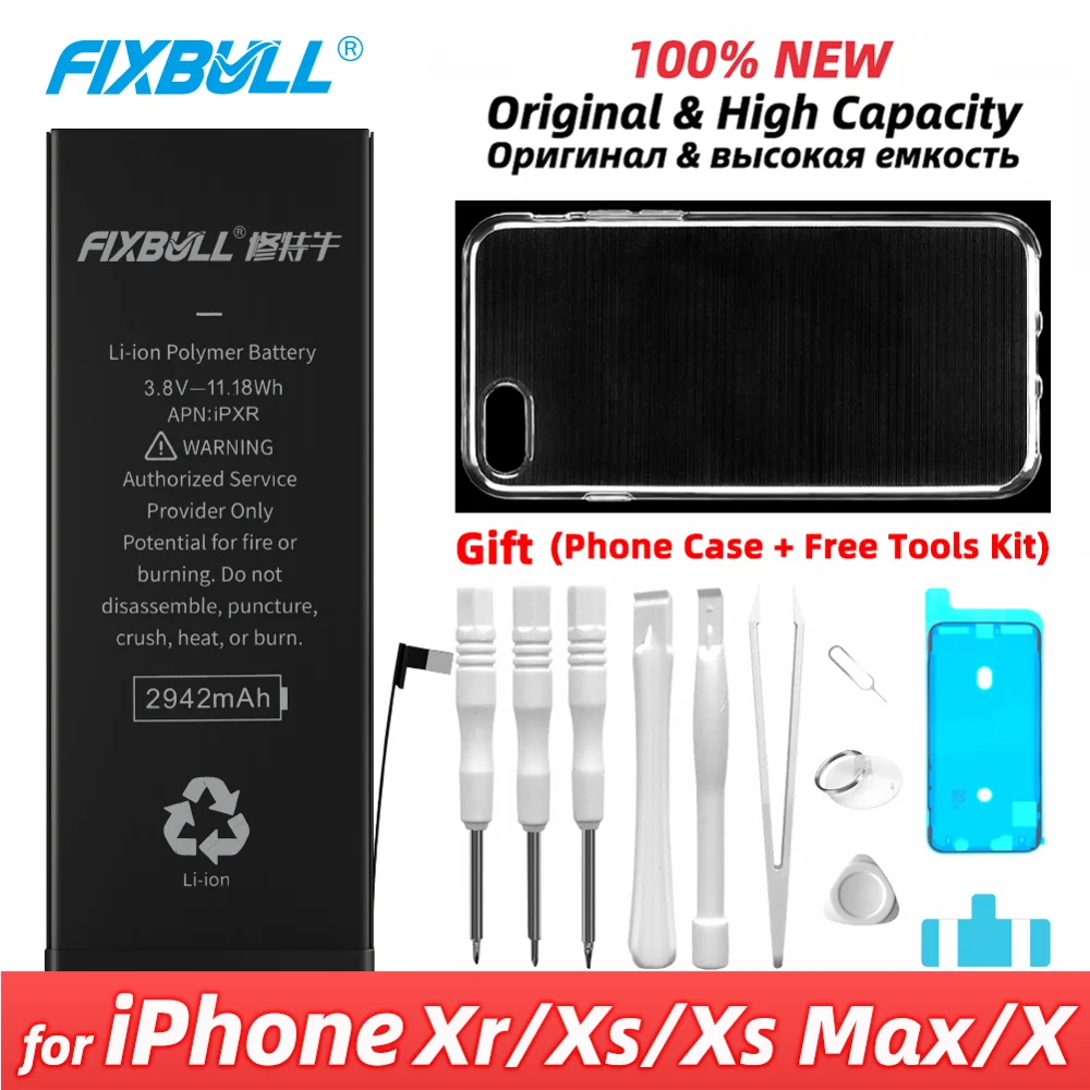 Fixbull Batteria Originale Per Telefono Cellulare Per Iphone X Xr Xs Max Bateria Interna Al Litio Per Iphonexr Iphonex Iphonexs Max + Tools