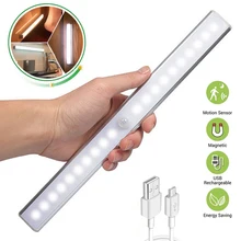 6 10 24 40 60 LEDs Under Cabinet Night Light USB Rechargeable Motion Sensor Closet Light Kitchen Bedroom Lighting Wall Lamp