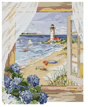 

5d diy lighthouse diamond mosaic window scenery embroidery painting rhinestone wall sticker decor diamond drawing art needlework