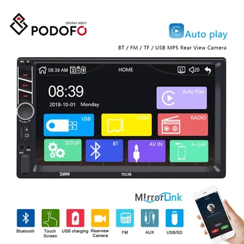 

Podofo 2Din Carplay Car Radio Android Auto MP5 Video Player Bluetooth Handsfree USB 7" Touch Screen Stereo Audio Head Unit 7013B