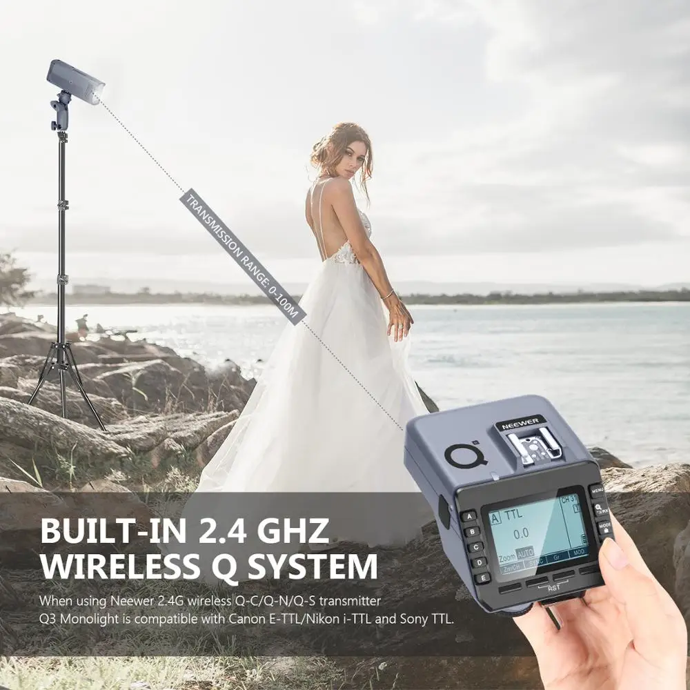 Neewer 200Ws 2 4G TTL вспышка стробоскоп 1/8000 HSS Беспроводная монолайт с Q C беспроводной