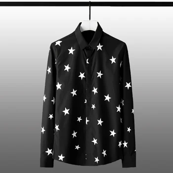 

New 100% Cotton Mens Shirts Luxury Allover Printed Long Sleeve Mens Dress Shirts Plus Size 4xl Fashion Slim Fit Male Shirts