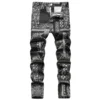Men Paisley Bandanna Printed Jeans Fashion 3D Digital Painted Stretch Denim Pants Slim Straight Black Trousers 1