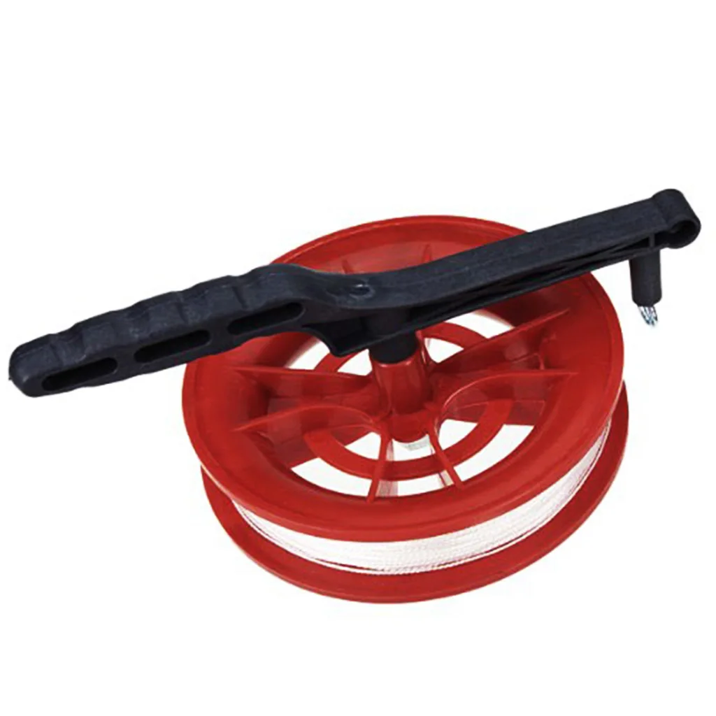 Red Fire Kites Tool Grip Reel Winder Wheel With 100M Twisted Nylon String