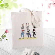 Zootopia последовательная Холщовая Сумка для ежедневного использования текста DIY пользовательская печать сумка для покупок с логотипом экологический многоразовый мешок рециркуляции