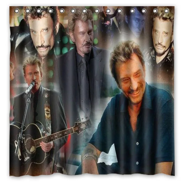 Johnny Hallyday Polyester Waterproof Shower Curtain 71*71 inch Mildew Resistant Bath Curtain Bathroom Decor 12pc Hooks