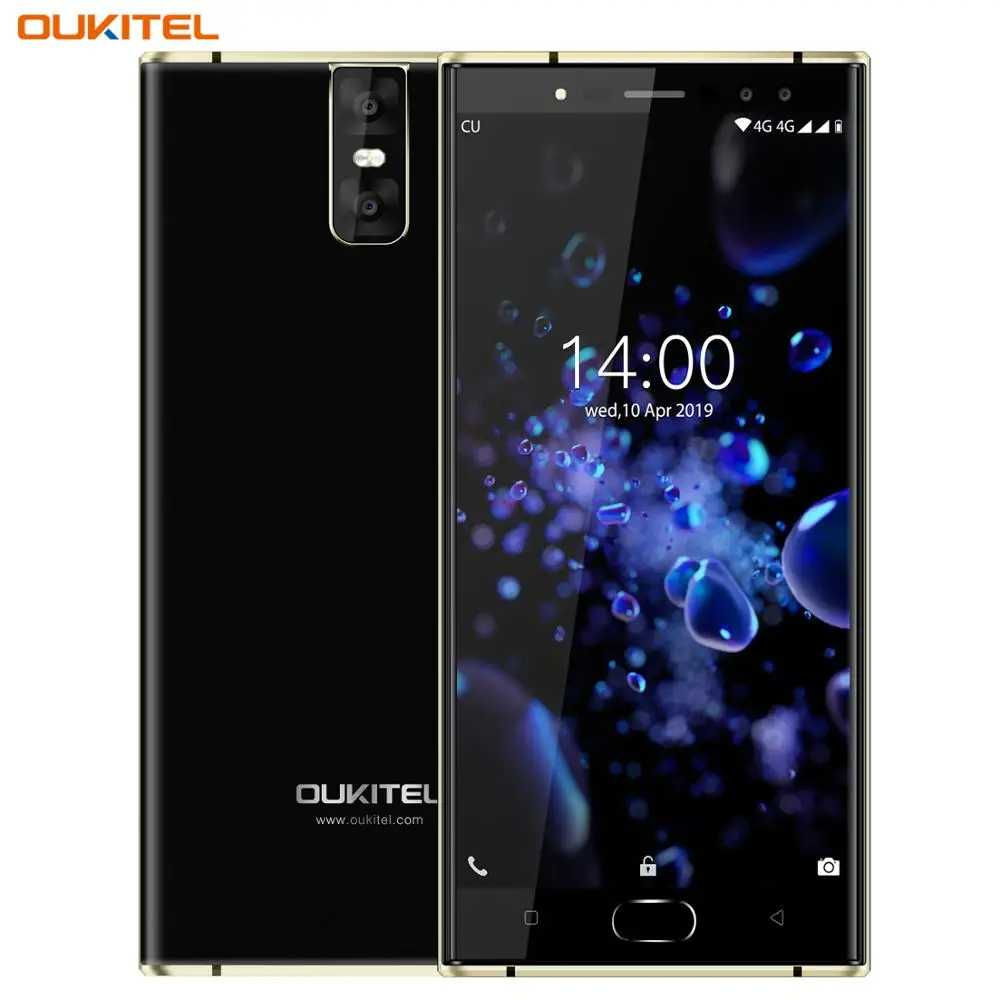 Мобильный телефон Oukitel K3 Pro MT6763, четыре ядра, 4 ГБ, 64 ГБ, 4 камеры, 13 МП+ 2 Мп, 5,5 дюйма, двойной экран 2.5D, 6000 мА/ч, 9 В/2 А, смартфон для распознавания лица - Цвет: Black