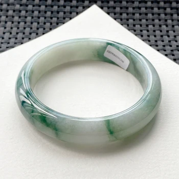 

Natural Burmese Jadeite 54-64mm Light Blue Flower Bracelet Elegant Princess Jewelry Best Gift Present