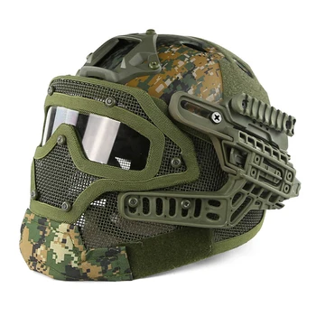 

Tactical Camouflage ABS Helmet Steel Mask Integrated Helmet with Goggle Outdoor Bike Cycling Bicycle Helmet Full-covered Helmet