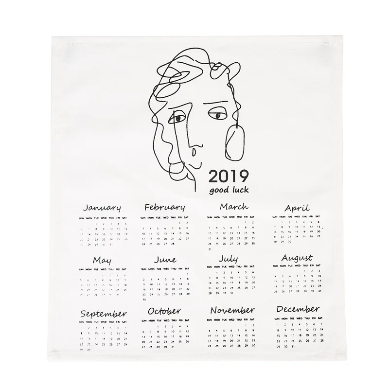 

2019 Creative Fabric Wall-mounted Calendar New Year Hanging Schedule Memo Calendars for Home and Office Decoration