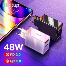 IHaitun 48 Вт USB зарядное устройство PD type C Quick Charge 4,0 3,0 QC быстрое мини зарядное устройство для iPhone 11 Pro Max samsung S10 Plus 30 Вт PD