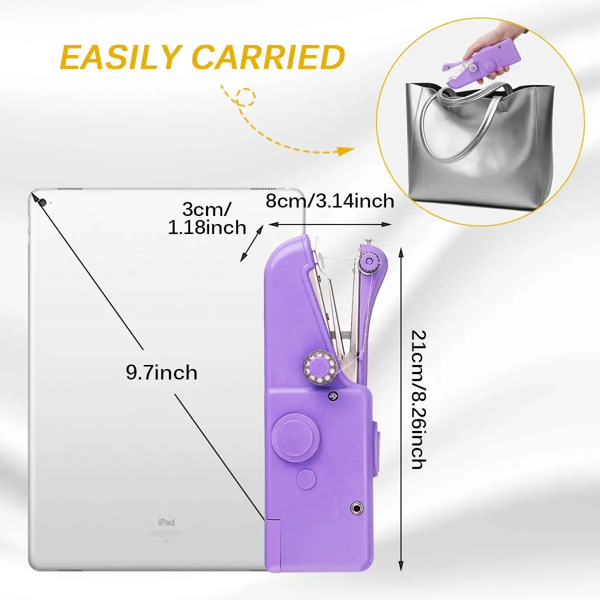 1 Set Portable Mini Hand Sewing Machine Household Cordless Electric Stitch Needlework Set for Quick Repairs DIY Clothes Stitchin