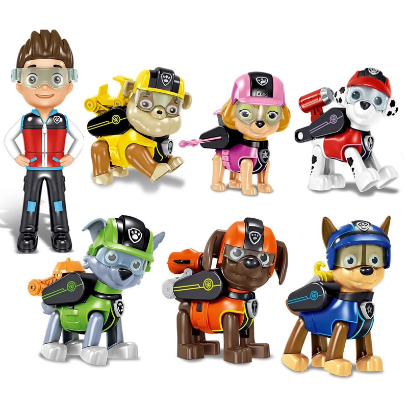 7pcs/set Paw Patrol Deformation Puppy Toys Ryder Rubble Zuma Rocky Marshall Chase Skye Dog Action Doll Toy Children Gift|Action Figures| - AliExpress