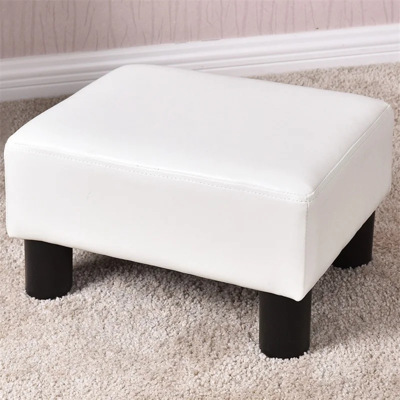 Small Ottoman Footrest Pu Leather Footstool Rectangular Seat Stool Pu Leather Footstool Rectangular
