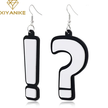 

XIYANIKE Fashion Acrylic Question & Exclamation Mark Big Earrings For Women Lady Nightclub Dangle Earrings Jewelry Free Shipping