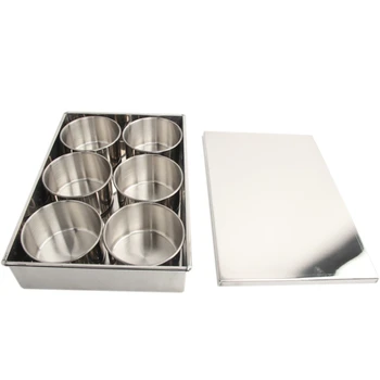 

Promotion! Stainless Steel Seasoning Spice Box Storage Round Container with Clamshell Cover Detachable for Kitchen 6 Grid