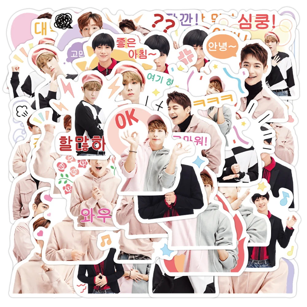 Pegatinas SHINee del equipo Kpop, Pegatinas adhesivas hechas a mano para diario, papel en escamas, Pegatinas de papelería para álbum de recortes, 40 Uds.