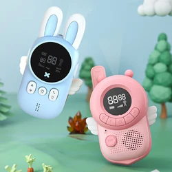 Talkie walkie pour enfants, portée de 3KM, Radio UHF, lanière d'interphone, téléphone portable pour enfants, jouets en forme de lapin, anniversaire pour filles et garçons, 2 pièces 