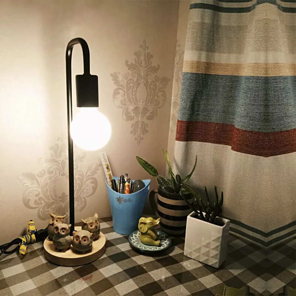 

Wooden Base Table Lamp Desk Lights Study Lighting Eye Protection US Plug E27 40W