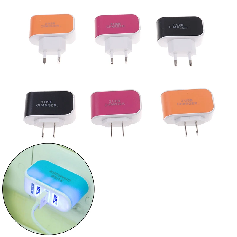 3Port USB Hub 5V 1.3A Charger Adapter EU/US Standard 110-240V Power Supply Plug Charging Plug Socket for Travel Charge for Phone