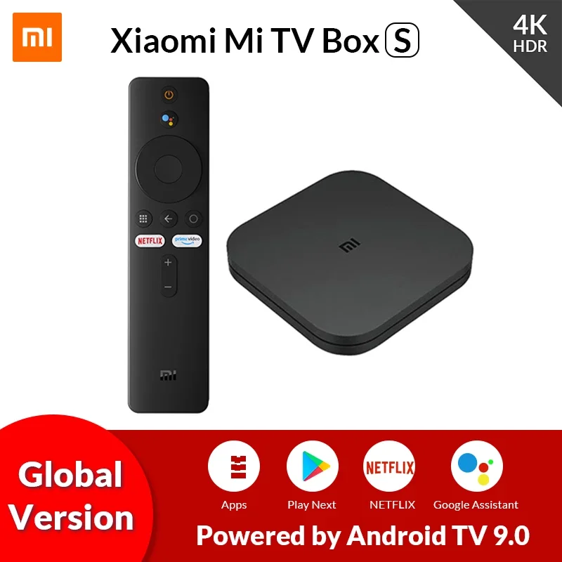 Global Xiaomi Mi TV Box Original S 4K Ultra HD Android 9.0 HDR 2G 8G WiFi Google Cast Netflix Smart 4 Media Player | Электроника