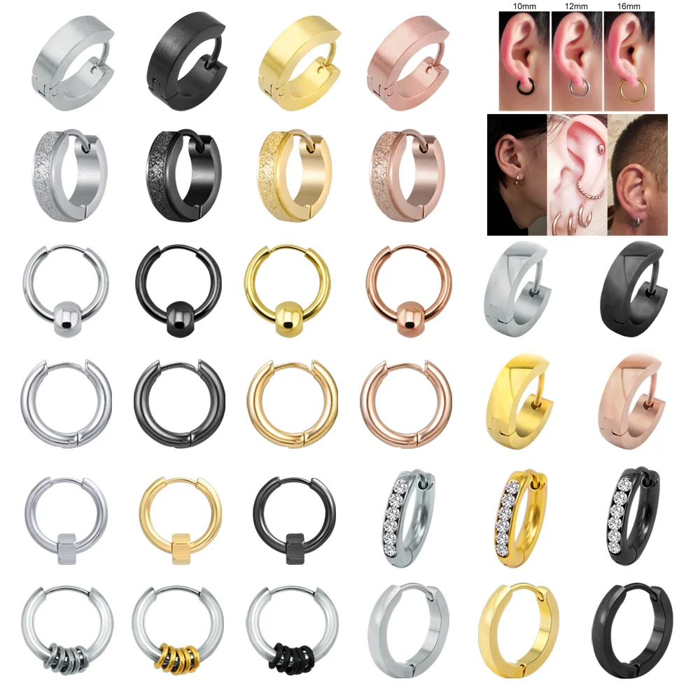 Circle Earring Stainless-Steel AOEDEJ Jewelry Round Women Black/silver-Color