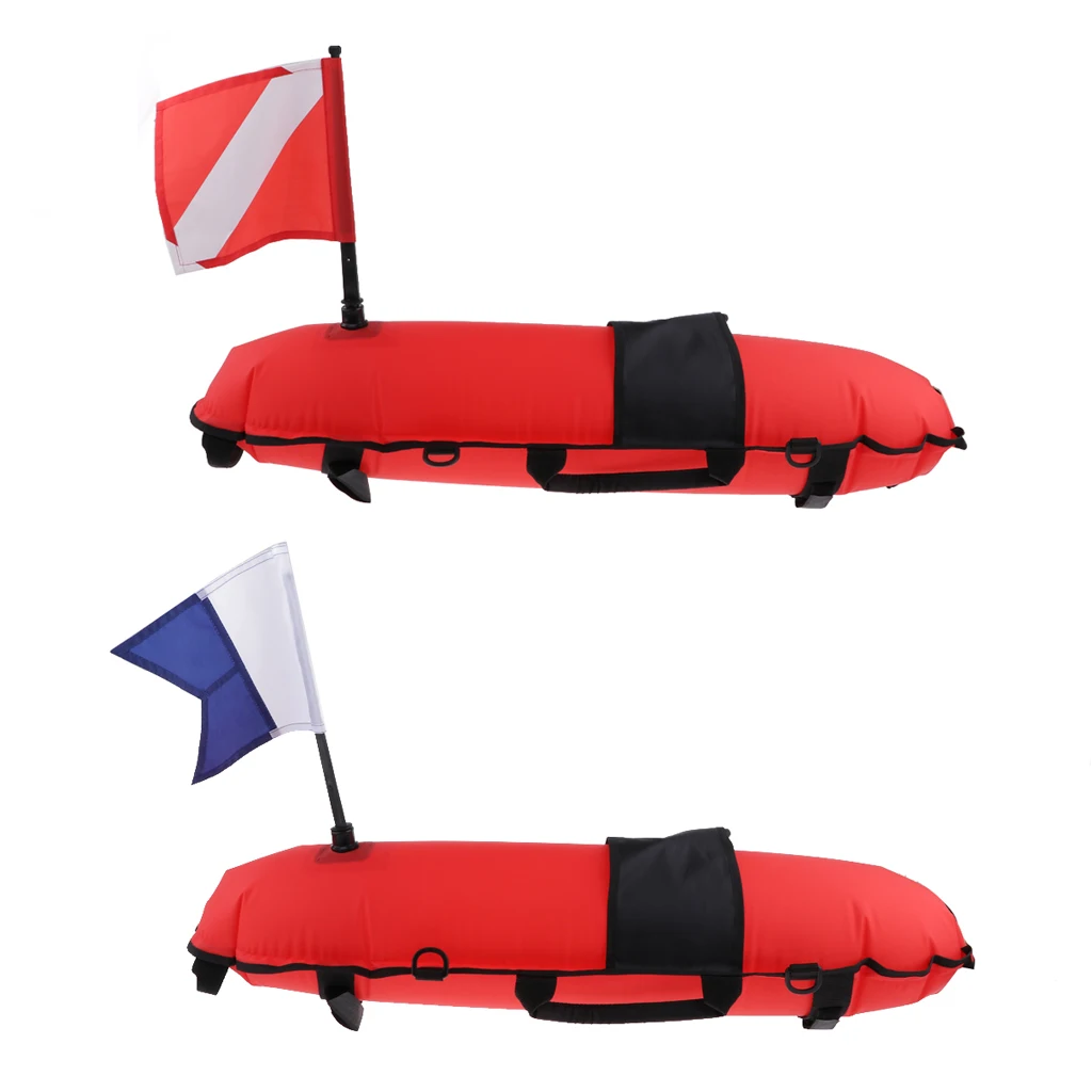 Pro Inflatable Scuba Diving Buoy Floater & Dive Flag for Freediving / Spearfishing / Snorkeling Safety Marker Marking Equipment