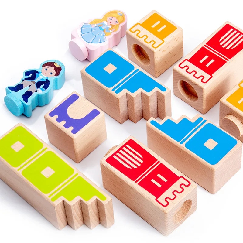 Montessori Camelot Jr Wooden Building Blocks Toys Prince Save The Princess Interactive Games for Kids 3d blocks Christmas Gifts 2