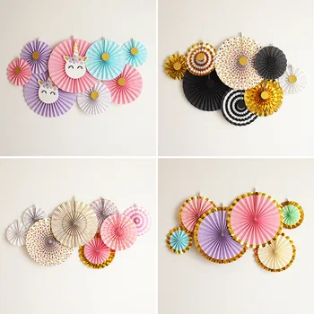 

Folding Fan Set Decoration Paper Flowers Party Decorative House Birthday CHILDREN'S DAY Children