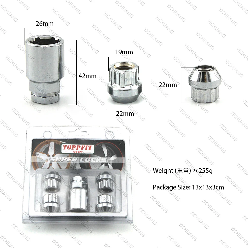 écrous Sécurité M12x1.5 Écrous Antivol Roue 4 1 M12x1.5 GAsupply - Compatible Ford, Nissan, Mazda, Mitsubishi Avec Adaptateur Accessoire Sécurité Voiture