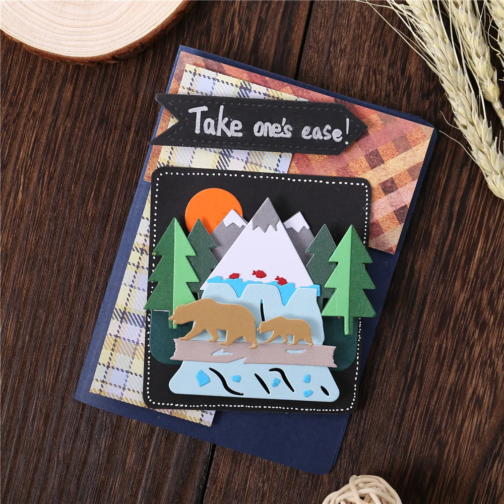 

YaMinSanNiO Bear In Forest Metal Cutting Dies for Card Making Scrapbooking Dies Embossing Cuts Stencil Craft Dies 2019 New