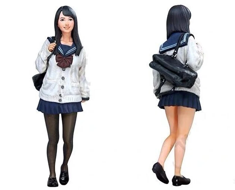 Unpainted Japanese Schoolgirl Resin Figure 1/20 Scale Model Kit Resin Colorless Self-Assembled Toy No.222