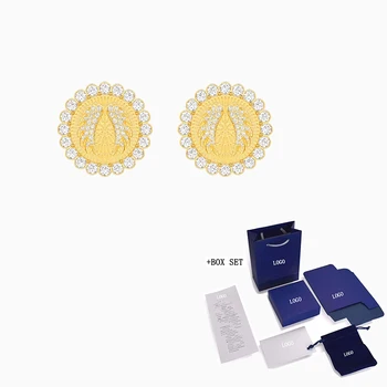

Fashion Jewelry SWA New LUCKY GODDESS EARRINGS Yellow Gold Elements Angel Wings Disc Shape Crystal Female Romantic Gift