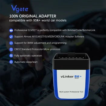 Vgate vLinker BM ELM327 لسيارات BMW الماسح الضوئي واي فاي بلوتوث 4.0 obd2 obd 2 أداة مسح تلقائي تشخيص السيارة Bimmercode ELM 327 V 1 5 - Image 2