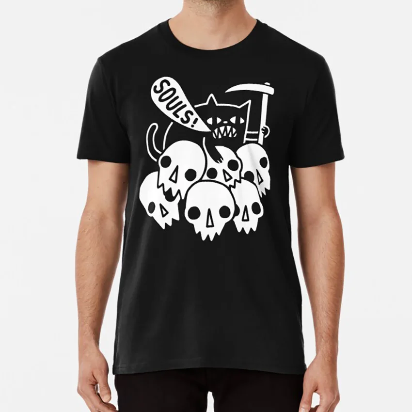 Gatto Ha La Tua Anima? Maglietta Gatto Gatti Teschio Teschi Scheletro Scheletri Grim Reaper Grim Reaper Dark