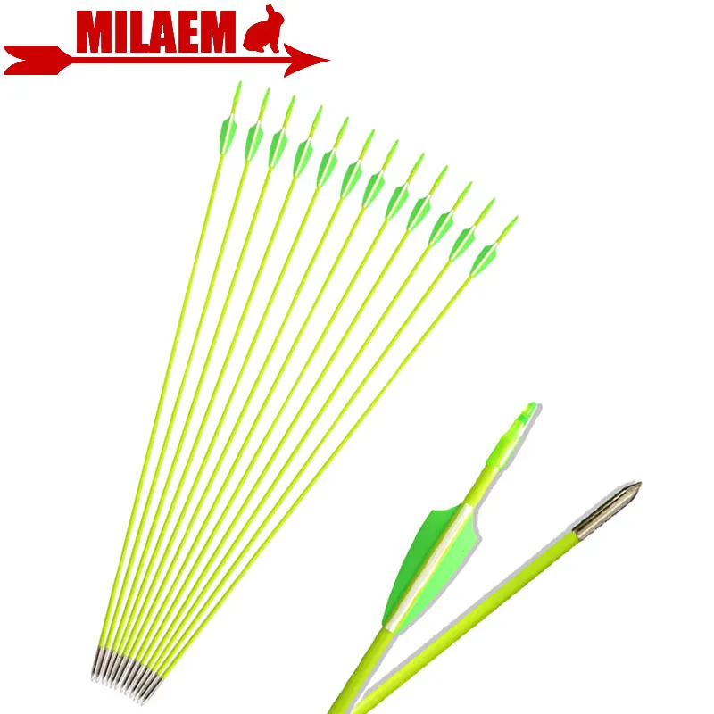 

6/12/24pcs Archery Fiberglass Arrows 2.5inch Rubber Feathers Fletching 80cm OD6mm Recurve Bow Outdoor Shooting Accessories