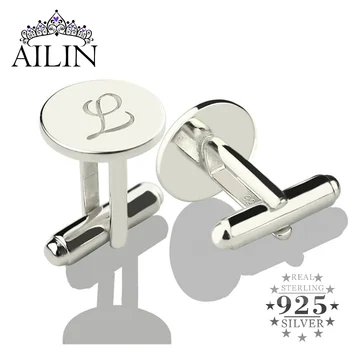 

AILIN Personalized Gold Color Silver Initial Letter Cufflinks Wedding Groomsmen Cufflinks Gift for Man Wedding Gift