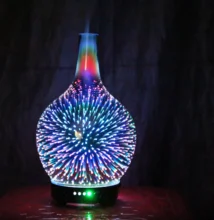 7 Color Light 3D Glass Vase Aromatherapy Essential Oil Aroma Diffuser Changing and Waterless Auto Shut-off Cool Mist Humidifier