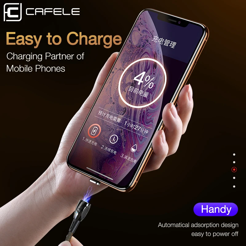  CAFELE Magnetische USB Kabel für iPhone Micro QC3.0 USB Kabel typ C Erweiterte zink-legierung kabel