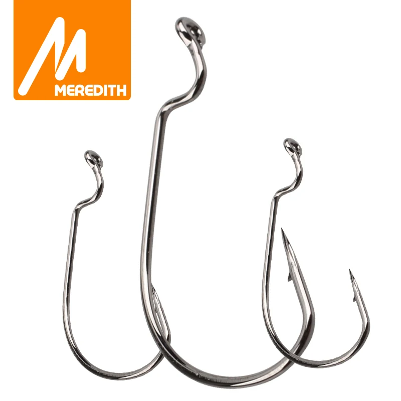 

MEREDITH 50pcs/lot Fishing Soft Worm Hooks High Carbon Steel Wide Super Lock Fishhooks Lure Softjerk Hooks 8#-5/0 Fishing Tackle