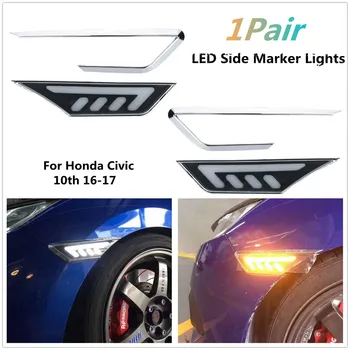 

Pair Car Fender LED Side Marker Lights DRL Turn Signal Indicator Lamps Amber White For Honda/Civic 10th 2016 2017