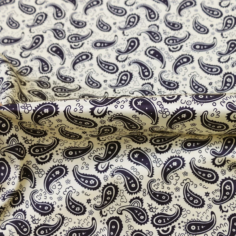 Метр атласный печатный материал мягкий текстиль платье ткань ретро Пейсли